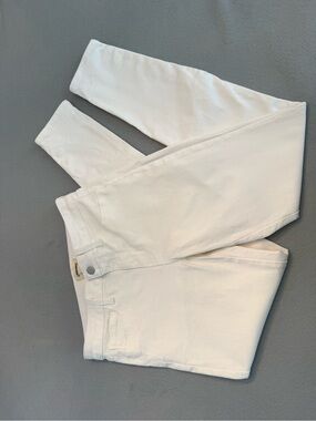 L'AGENCE Off-White Denim Jeans with Silver Buttons Size 25